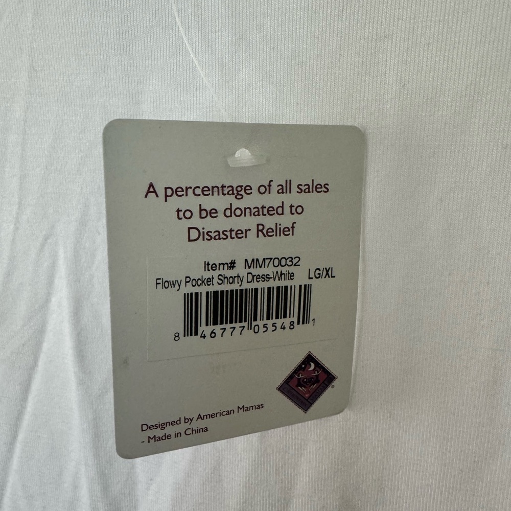 NWT Mountain Mamas Flowy Pocket Shorty Dress in White LG/XL - Picture 3 of 3